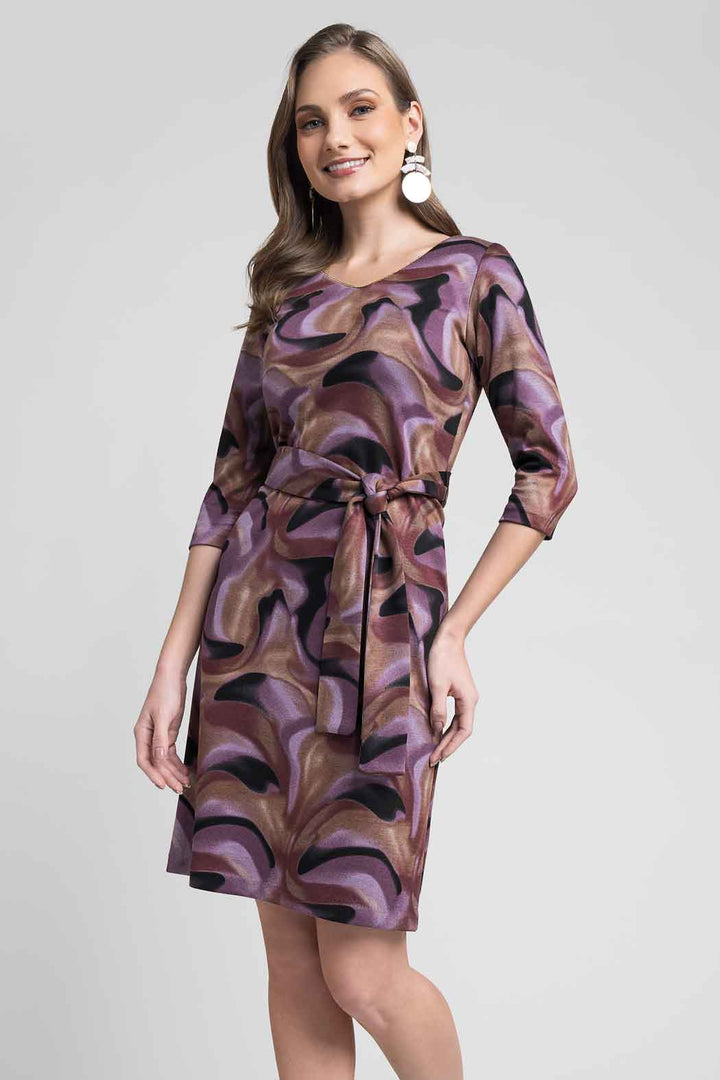 Vestido Estampado Con Manga 3/4