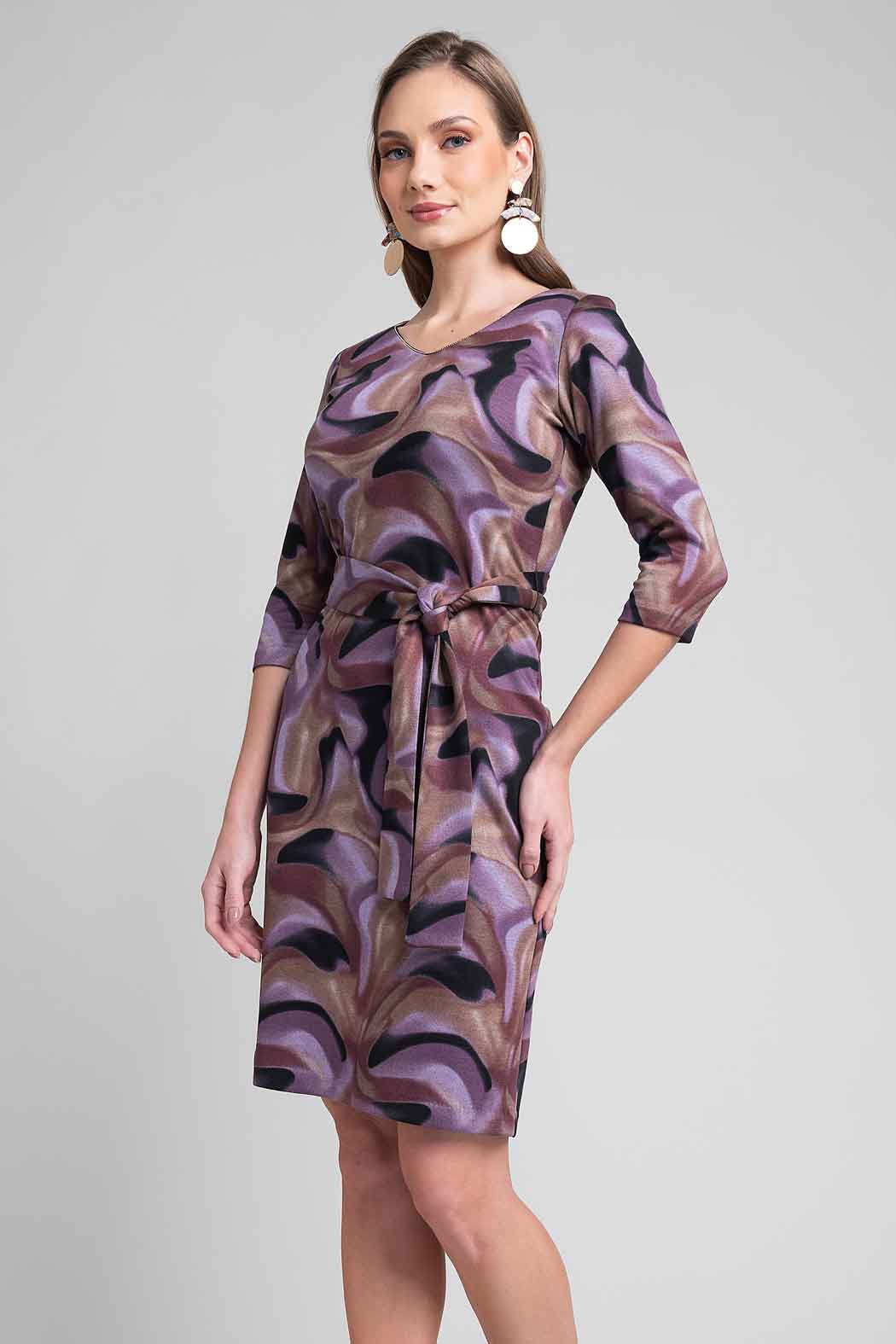 Vestido Estampado Con Manga 3/4