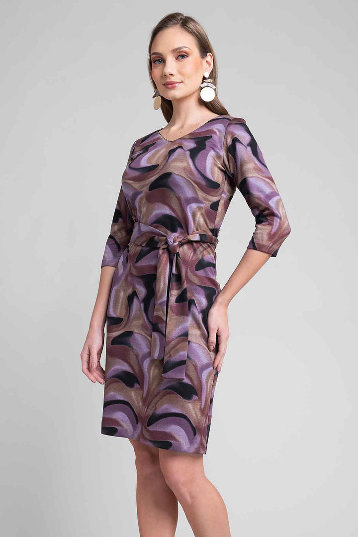Vestido Estampado Con Manga 3/4