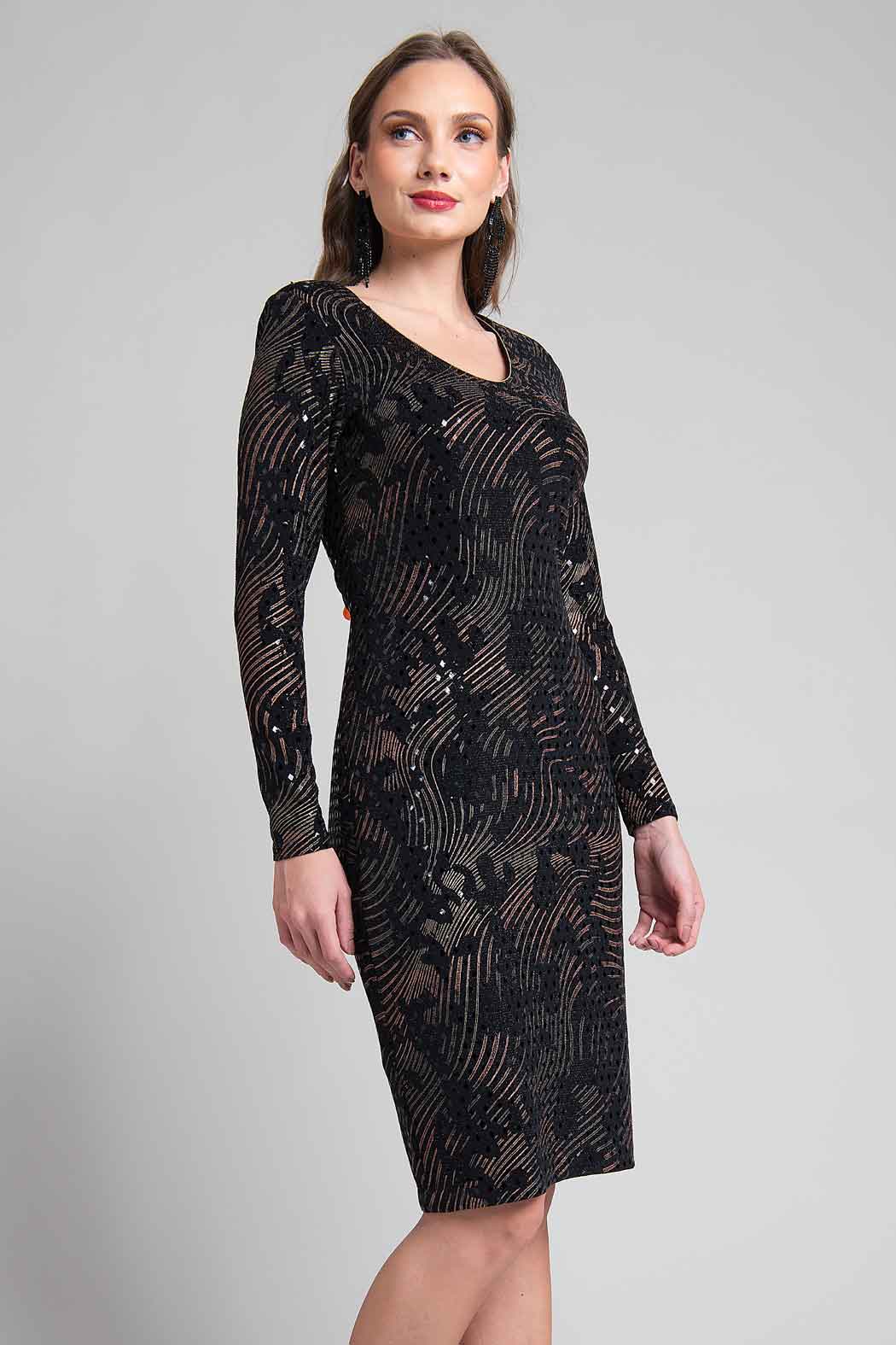 Vestido Estampado Con Lentejuelas