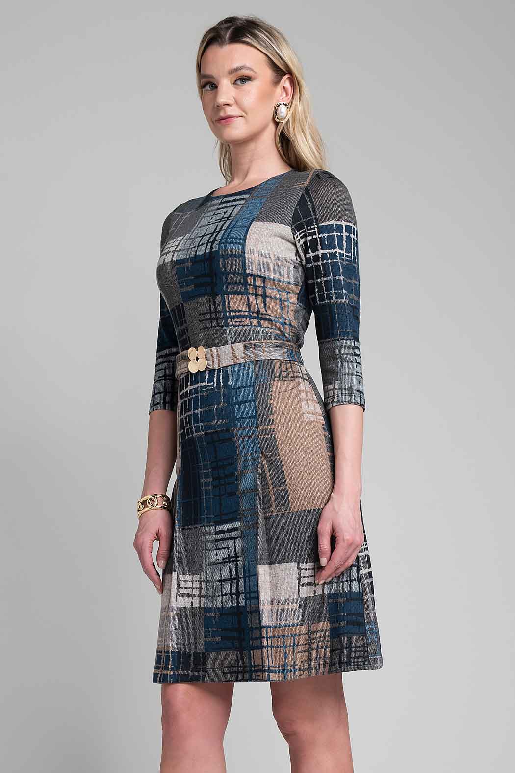 Vestido Estampado Con Hebilla Dorada
