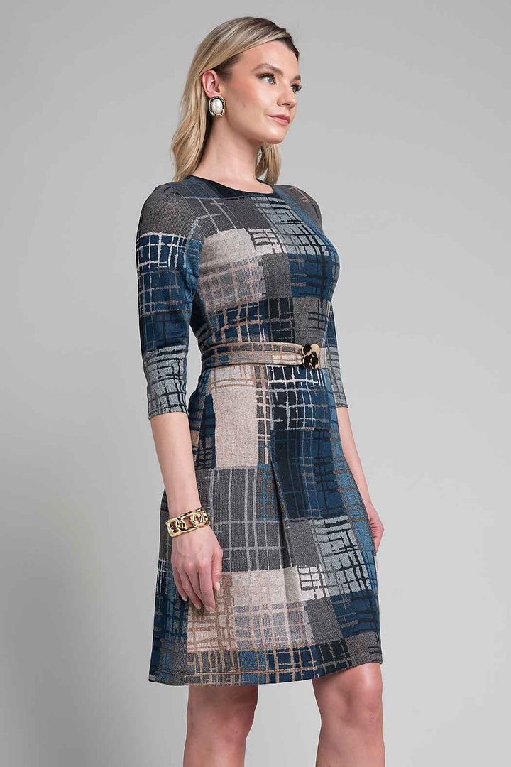 Vestido Estampado Con Hebilla Dorada