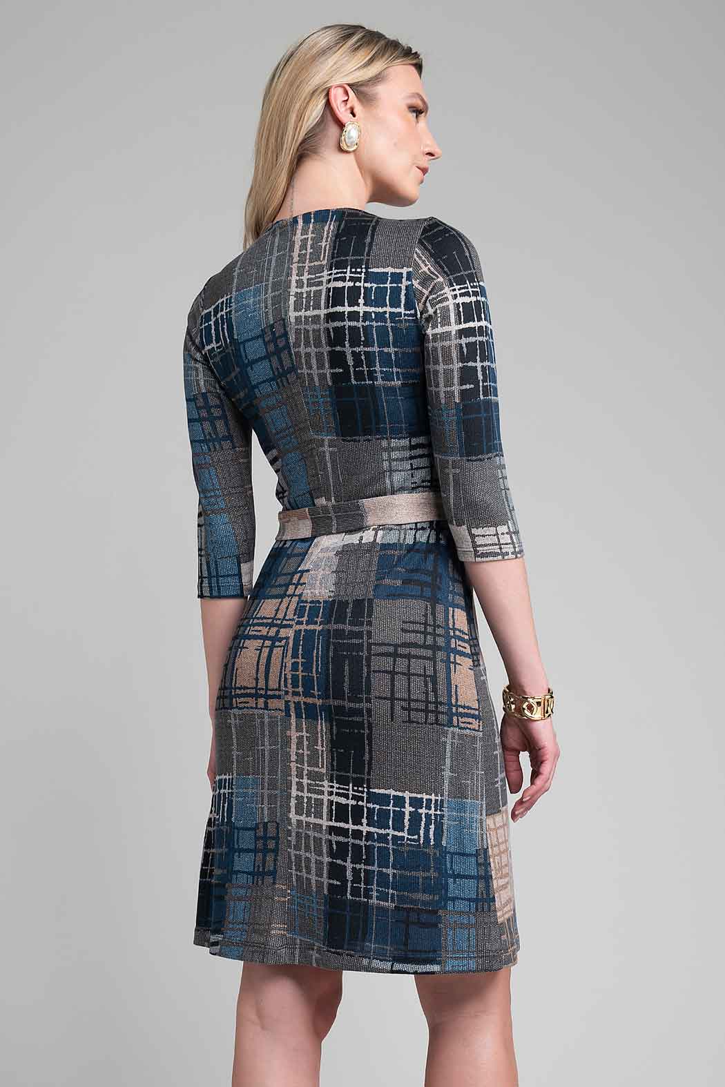 Vestido Estampado Con Hebilla Dorada
