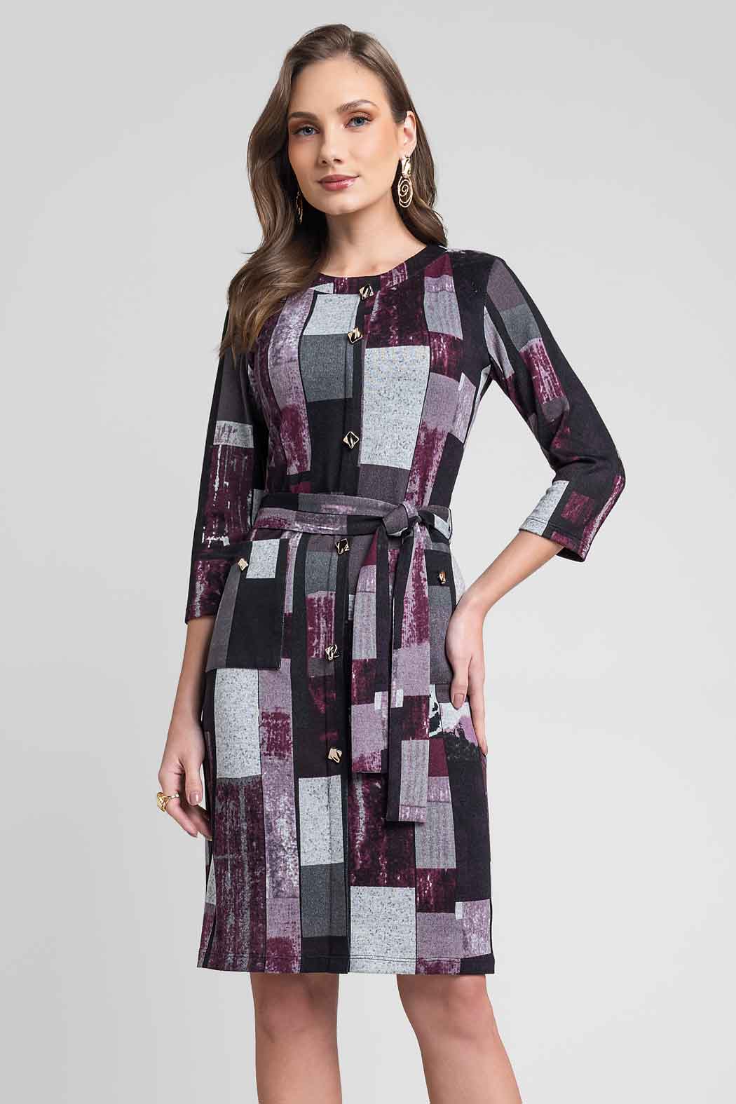 Vestido Estampado Con Jareta En Cintura
