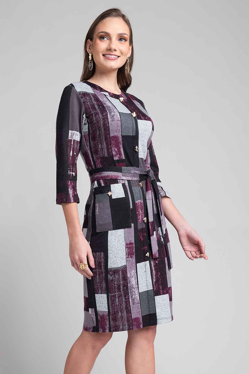 Vestido Estampado Con Jareta En Cintura