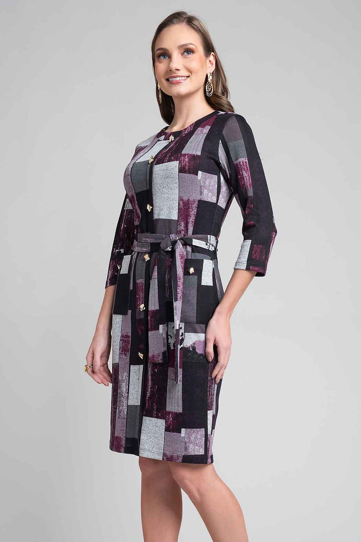 Vestido Estampado Con Jareta En Cintura