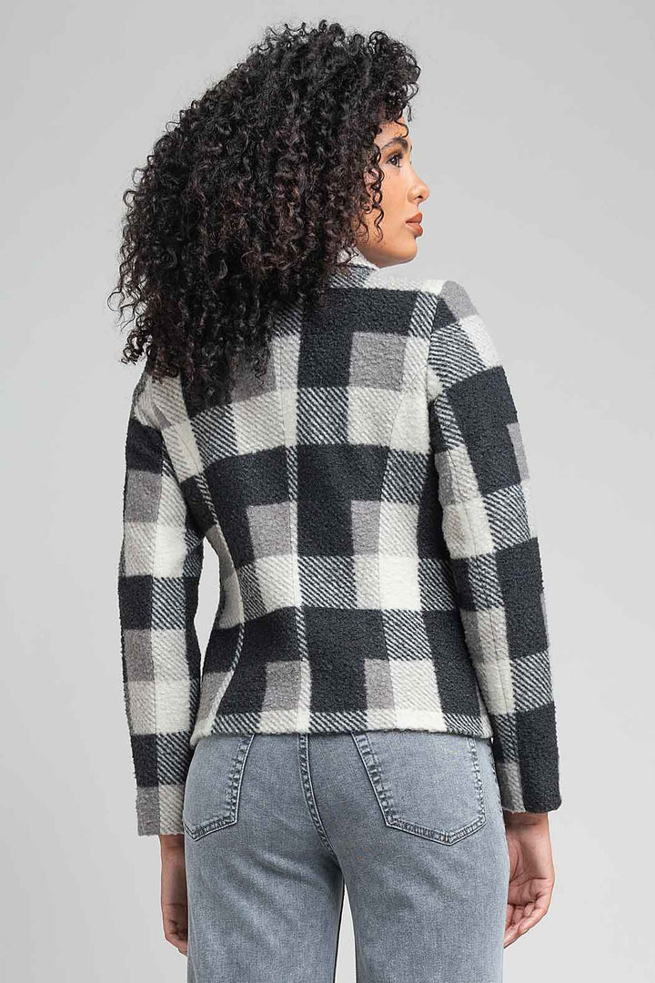 Abrigo Con Estampado De Cuadros Y Solapa