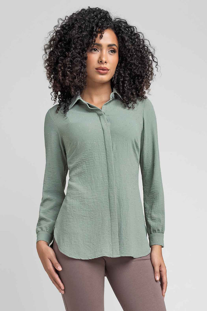 Blusa Camisera Con Brillos
