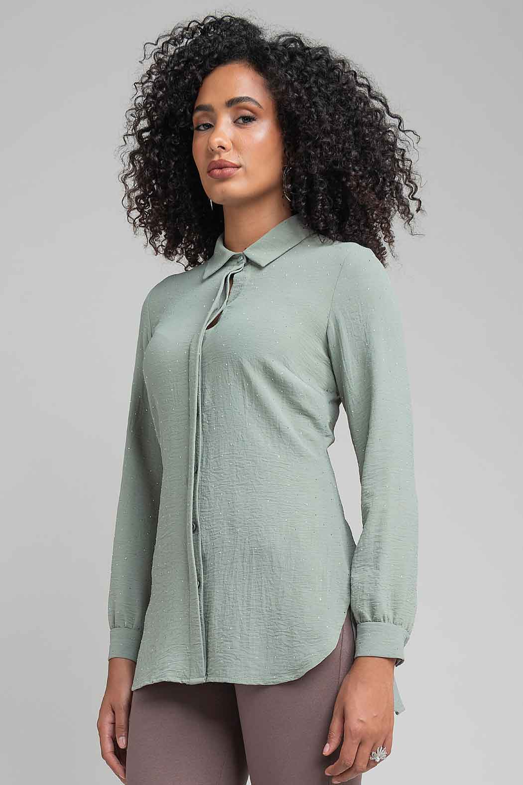 Blusa Camisera Con Brillos
