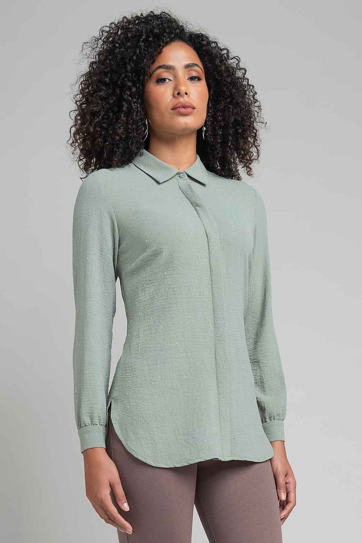 Blusa Camisera Con Brillos