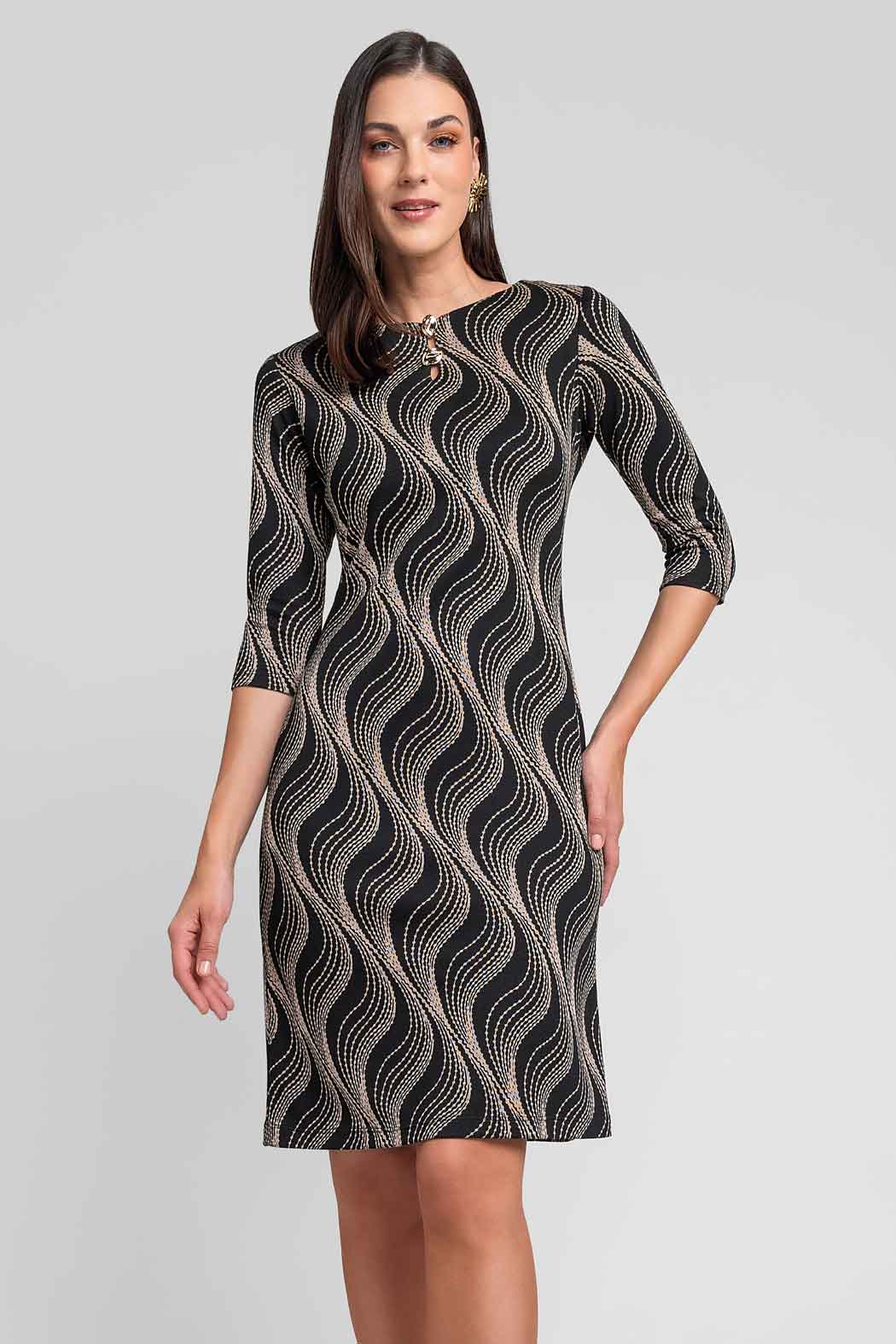 Vestido Con Estampado Ondulado
