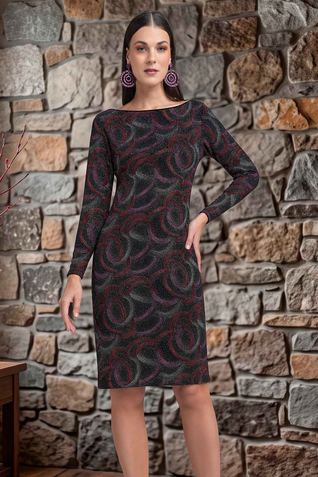 Vestido Con Estampado Circular
