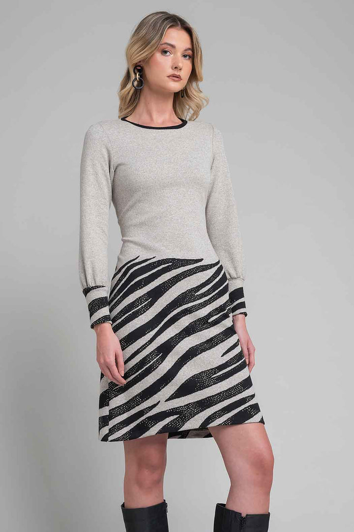 Vestido Con Manga Larga Y Estampado Animal Print