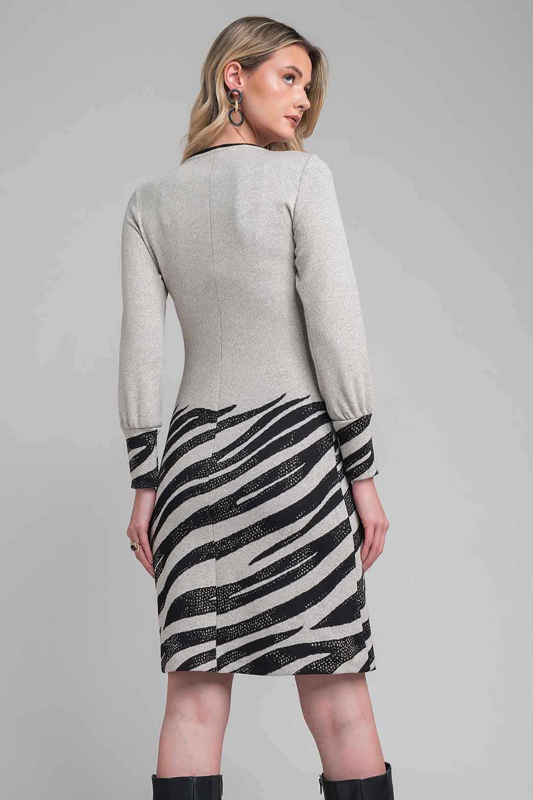 Vestido Con Manga Larga Y Estampado Animal Print