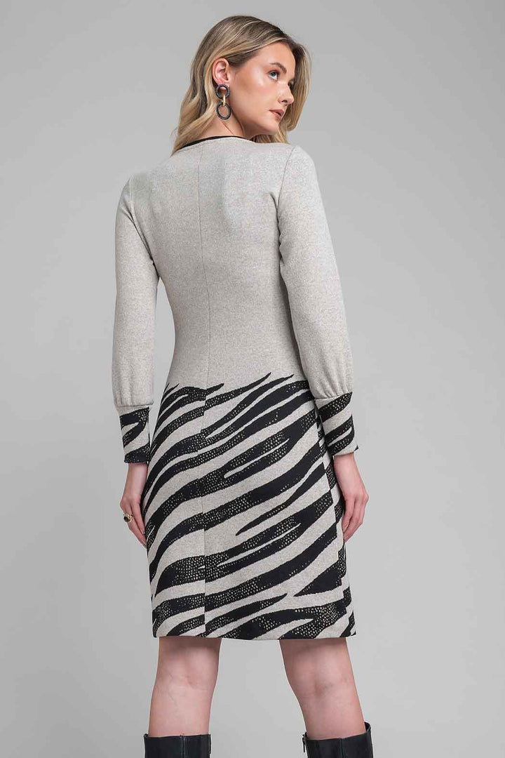 Vestido Con Manga Larga Y Estampado Animal Print