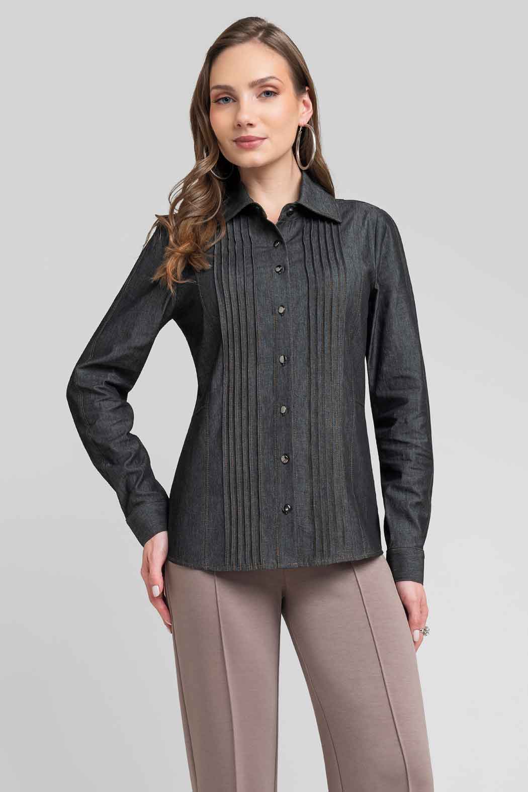 Blusa Camisera Con Manga Larga