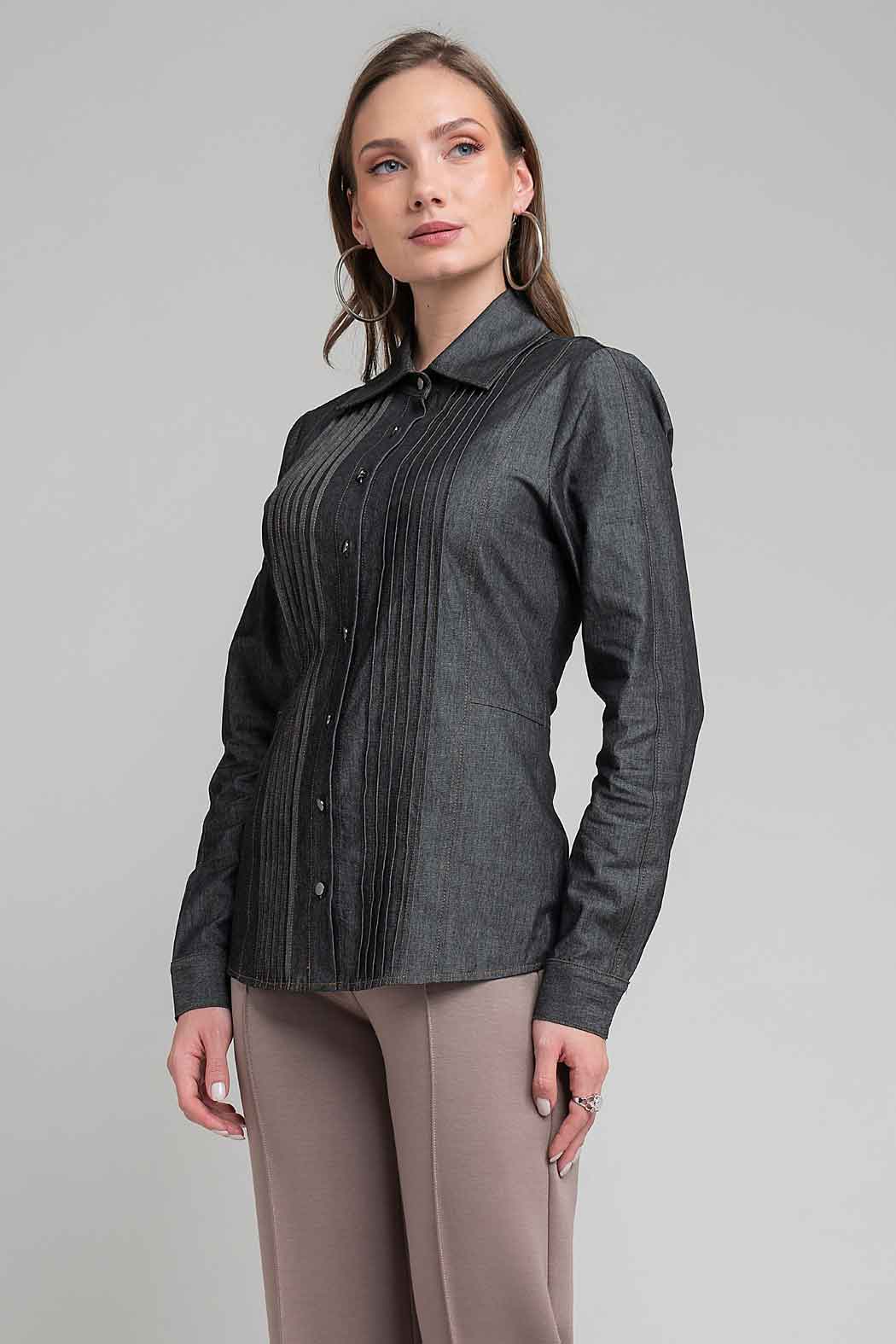 Blusa Camisera Con Manga Larga