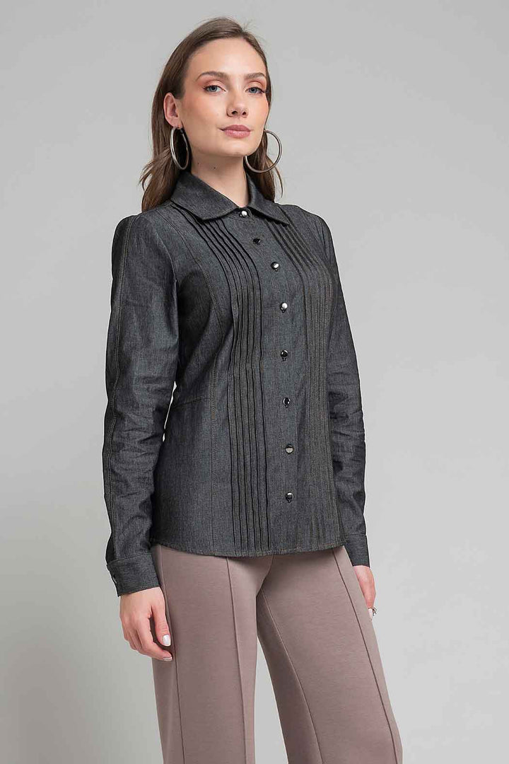 Blusa Camisera Con Manga Larga