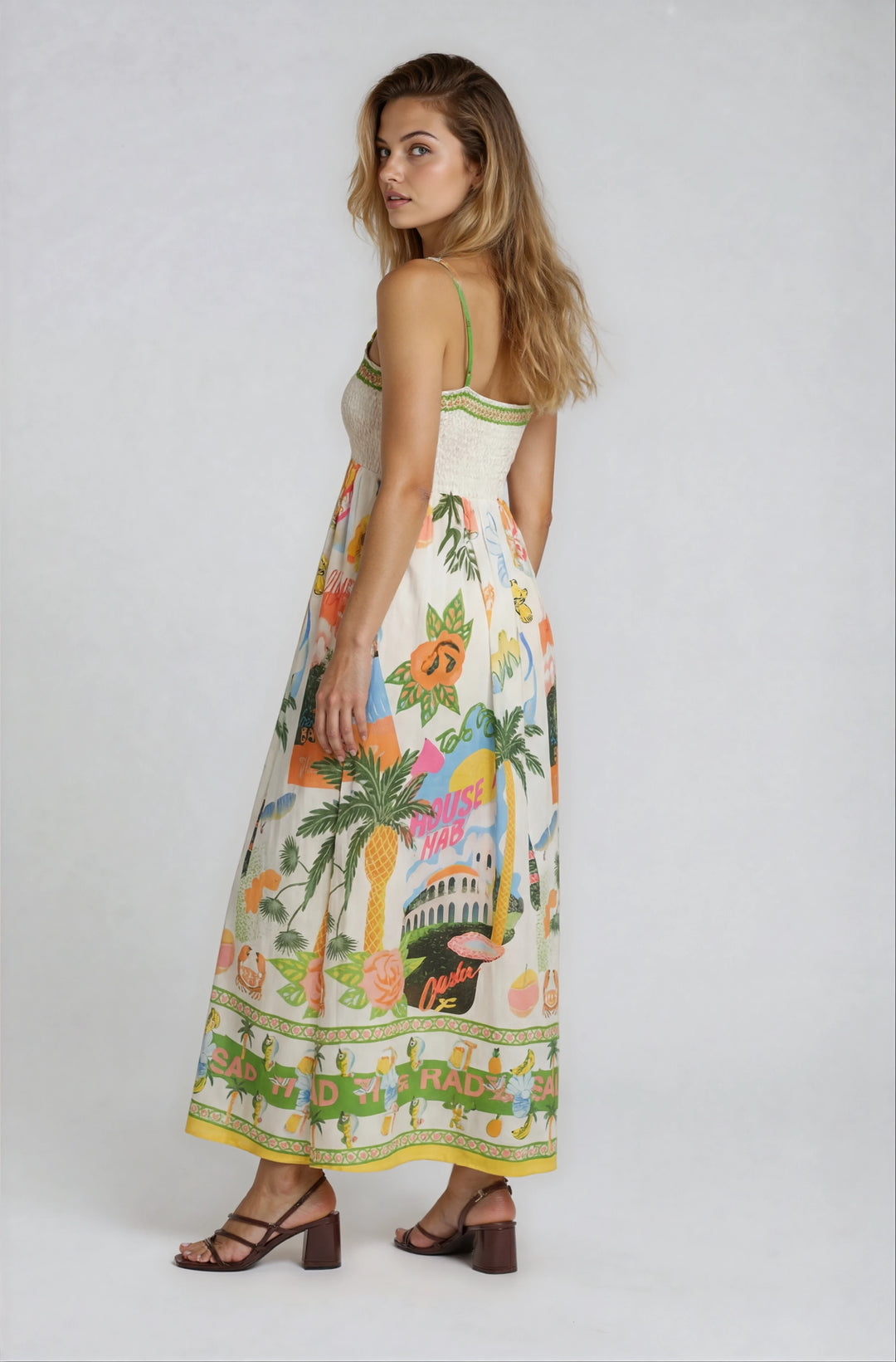 Vestido De Tirantes Con Estampado Tropical