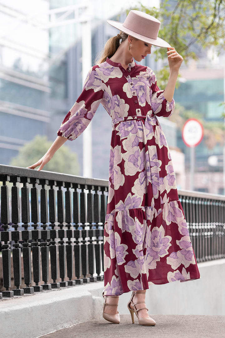 Vestido Largo Con Estampado De Flores