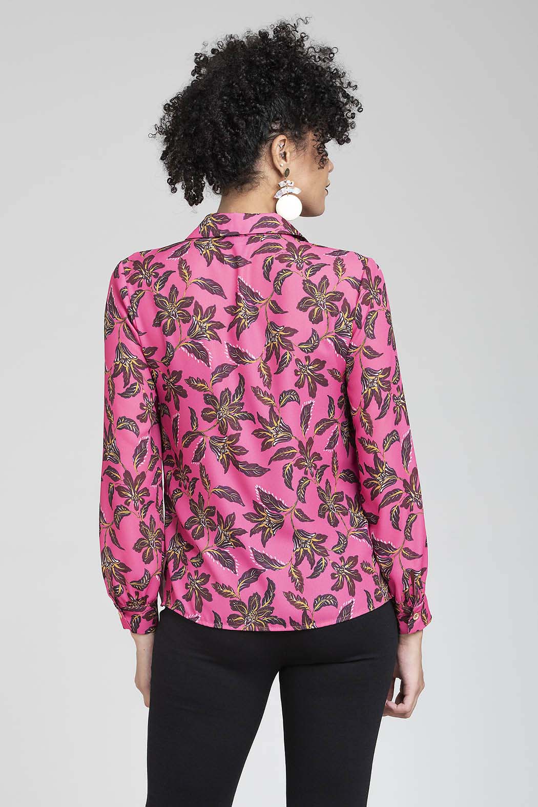 Blusa Camisera Con Estampado De Flores