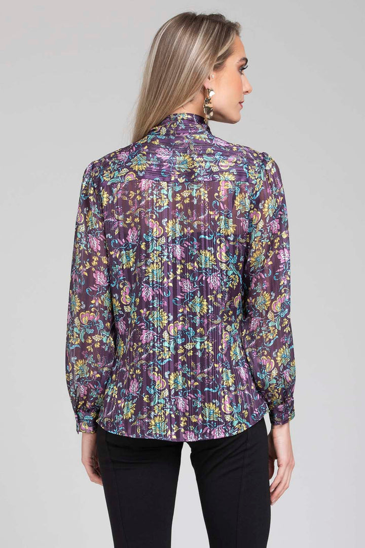 Blusa Con Estampado De Flores Con Corbatin