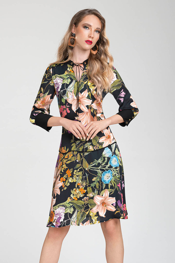 Vestido De Manga Larga Con Estampado De Flores